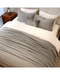 Nova Home Whispers Knitted Cotton Bedspread Set - Single/Twin - 2 Pcs - Light Grey available at The Scout - Amman, Jordan