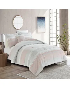 Nova Home Prismate Cotton Jacquard Comforter Set - 100% Cotton/ 200 Thread - King/Super King - 7 Pcs - Coral