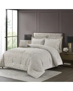 Nova Home Paisley Cotton Jacquard Comforter Set - 100% Cotton/ 200 Thread - King/Super King - 7 Pcs - Taupe