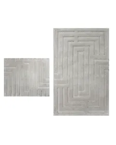 Nova Home Sevara Cotton Bath Rug Set - 2Pcs - Beige