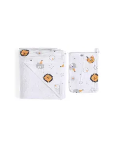 Funna Circus Hooded Baby Towel - 100% Cotton - Grey available at The Scout - Amman, Jordan