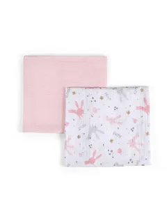 Funna Rabbit Blanket Set - 2 Pcs - 100% Cotton - Pink available at The Scout - Amman, Jordan