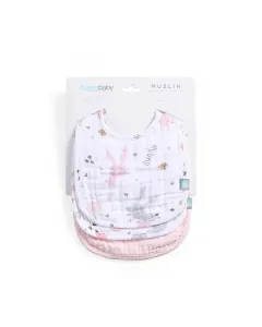 Funna Rabbit Muslin Bib Set - 3 Pcs - Cotton 100% - Pink available at The Scout - Amman, Jordan