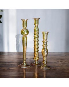 Yellow Color Set of 3 Candle Holders