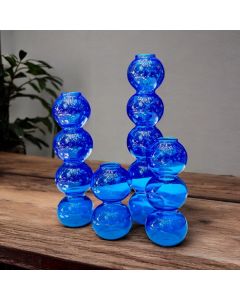 Blue Color Set of Bubble Candle Holders