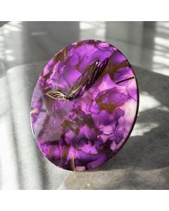 Purple Alcohol Ink Clock - 35 Cm