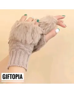 Elegant Half Finger Gloves - Khaki - 1 Pair