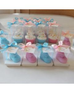 Adorable Baby Shoe Candle Wrapped in a Custom Box