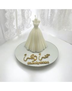 Bridal Dress Candle on Acrylic Coaster with Bride’s Name