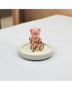 Bear Candle on Concrete Coaster with Personalized Name