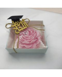 Flower-Shaped Candle in Box with Personalized Acrylic Name