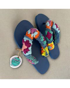 Navy Colourful Crochet Flip-Flop (Available In Sizes)