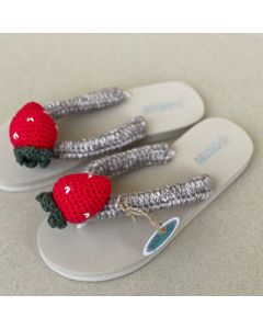 Beige Strawberry Crochet Flip-Flop (Available In Sizes)