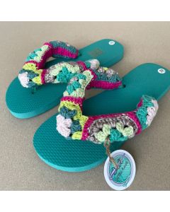 Colourful Green Crochet Flip-Flop (Available In Sizes)