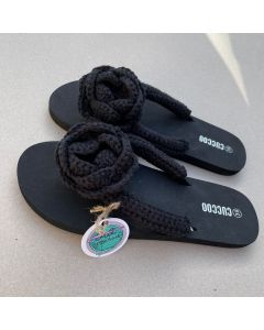 Black Flower Crochet Flip-Flop (Available In Sizes)