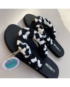 Black & White Crochet Flip-Flop (Available In Sizes)