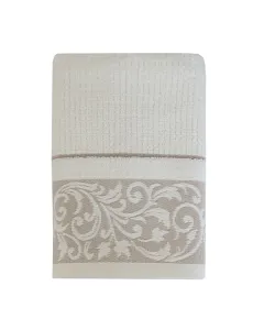 Nova Home Veria Embroidered Towel - 100% Cotton - 50x90 Cm - Ivory