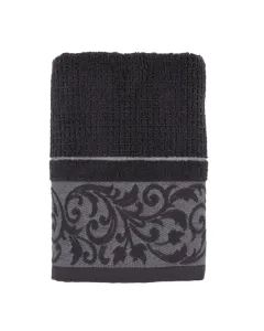 Nova Home Veria Embroidered Towel - 100% Cotton - 50x90 Cm - Dark Grey available at The Scout - Amman, Jordan