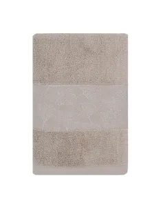 Nova Home Utopia Towel with Silver Details - 100% Cotton - 50x90 Cm - Beige/Silver available at The Scout - Amman, Jordan