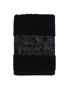 Nova Home Utopia Towel with Silver Details - 100% Cotton - 50x90 Cm - Black/Silver available at The Scout - Amman, Jordan