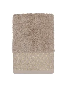 Nova Home Jude Towel with Gold Details - 100% Cotton - 50x90 Cm - Beige/Gold available at The Scout - Amman, Jordan