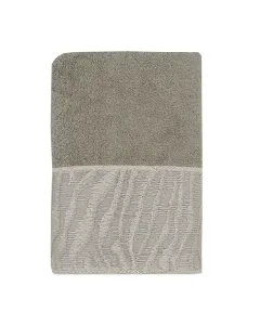 Nova Home Olive Towel with Satin Details - 100% Cotton - 50x90 Cm - Green available at The Scout - Amman, Jordan