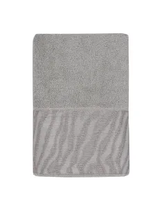 Nova Home Olive Towel with Satin Details - 100% Cotton - 50x90 Cm - Grey available at The Scout - Amman, Jordan