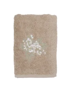 Nova Home Alaho Floral Embroidered Towel - 100% Cotton - 50x90 Cm - Beige available at The Scout - Amman, Jordan