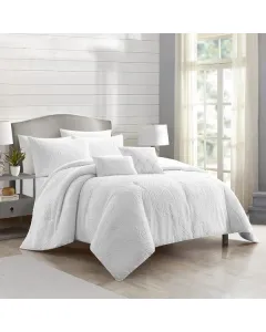 Nova Home Demion Embroidery Towel Jacquard Comforter Set - 8 Pcs - King/Super King - White available at The Scout - Amman, Jordan