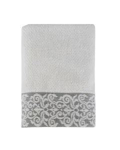Nova Home Minto Jacquard Embroidered Towel - 100% Cotton - 50x90 Cm - White available at The Scout - Amman, Jordan