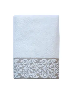 Nova Home Minto Jacquard Embroidered Towel - 100% Cotton - 50x90 Cm - Cream available at The Scout - Amman, Jordan