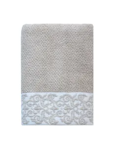 Nova Home Minto Jacquard Embroidered Towel - 100% Cotton - 50x90 Cm - Beige available at The Scout - Amman, Jordan