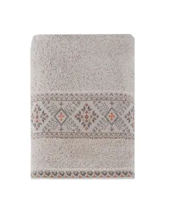 Nova Home Auric Jacquard Embroidered Towel - 100% Cotton - 50x90 Cm - Beige available at The Scout - Amman, Jordan