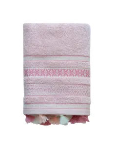 Nova Home Echo Jacquard Embroidered Towel - 100% Cotton - 50x90 Cm - Rose available at The Scout - Amman, Jordan