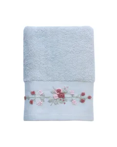 Nova Home Esra Floral Embroidered Towel - 100% Cotton - 50x90 Cm - Grey available at The Scout - Amman, Jordan