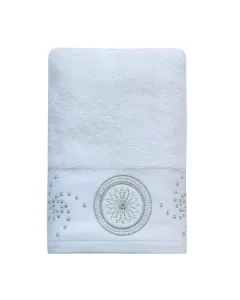 Nova Home Handan Embroidered Towel - 100% Cotton - 50x90 Cm - White available at The Scout - Amman, Jordan