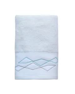 Nova Home Celine Towel with Satin Details - 100% Cotton - 50x90 Cm - White available at The Scout - Amman, Jordan
