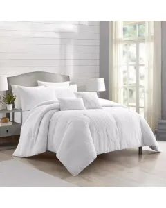 Nova Home Demion Embroidery Towel Jacquard Comforter Set - White (Available In Sizes)