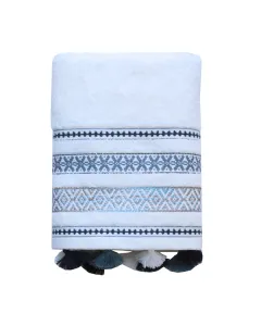 Nova Home Echo Jacquard Embroidered Towel - 100% Cotton - White (Available In Sizes)