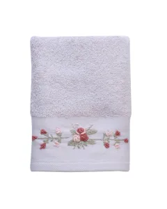 Nova Home Esra Floral Embroidered Towel - 100% Cotton - Pink (Available In Sizes)