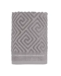 Nova Home Versace Jacquard Towel with Silver Details - 100% Cotton - Grey/Silver (Available In Sizes)