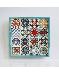 Handmade Large Square Serving Tray (Turquoise)