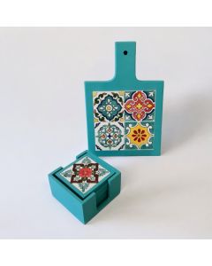 Handmade Trivet & Coaster Box (Turquoise)