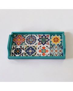 Handmade Rectangular Serving Tray (Turquoise)