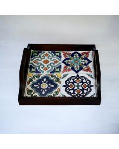 Handmade Square Serving Tray (Dark Brown)