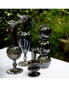 Charcoal Color Set of 3 Vases & Candle Holder