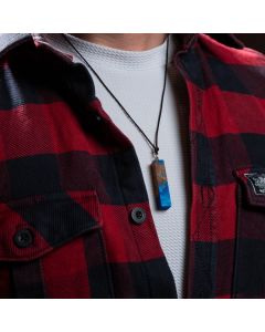 Blue Epoxy and Olive Wood Necklace