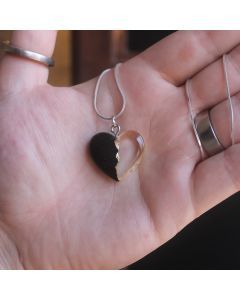 Heart-shaped Necklace with Ebony Wood and Gold Leaf