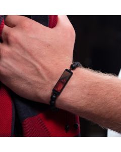 Red Epoxy Bracelet with Olive Wood