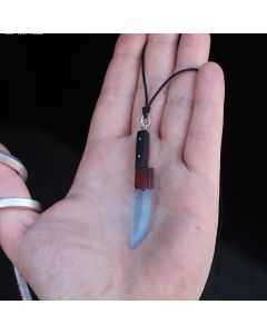 Knife Necklace with Organic Wood and Blue Epoxy